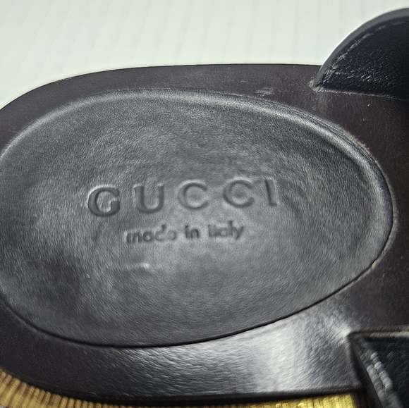 Gucci Marmont GG Thong Sandal Gold Heel Black - Picture 7 of 14